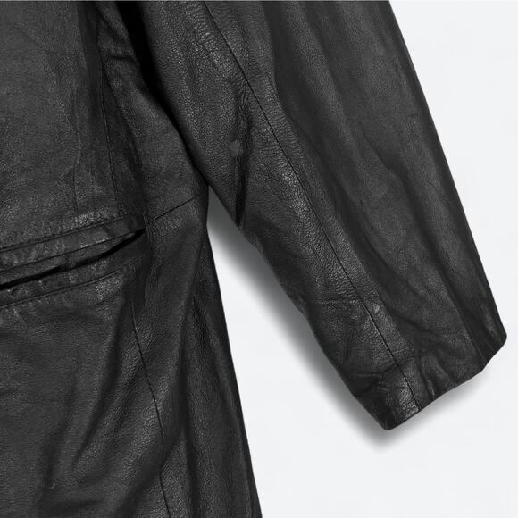 VTG‎ Remy Black Soft Leather Blazer Men's 44 Soft Leather Rocker Western Jacket - Picture 4 of 8